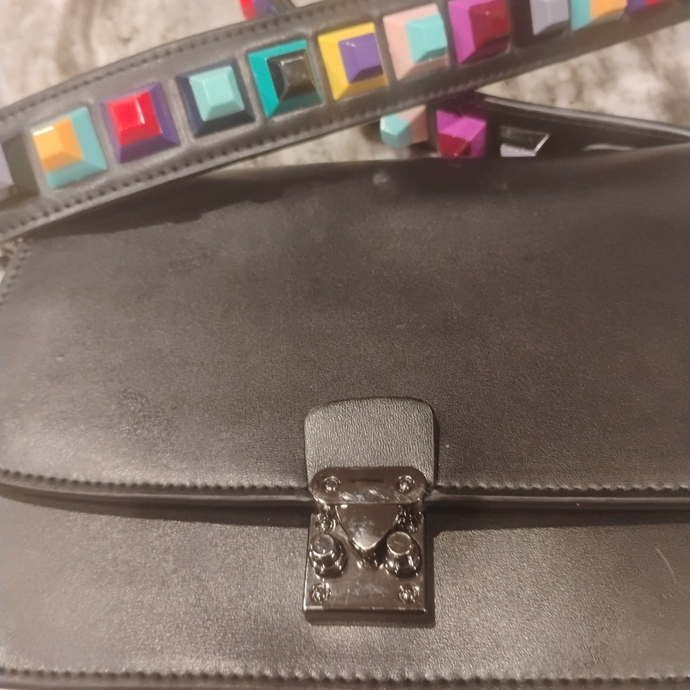 Stylish Black Women's Bag with Colorful Accents